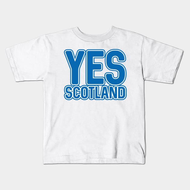 YES SCOTLAND, Scottish Independence Saltire Blue and White Layered Text Slogan Kids T-Shirt by MacPean